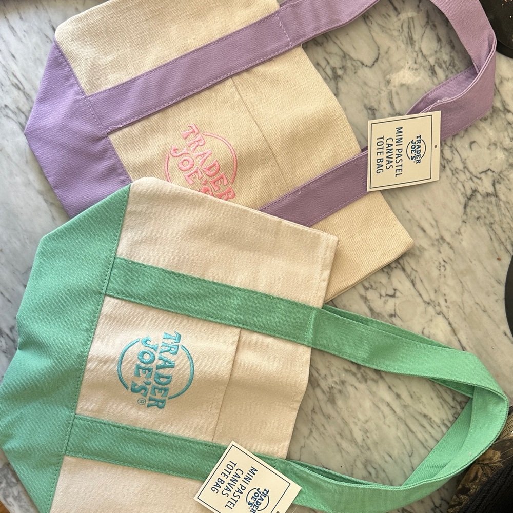 Mini Pastel Trader Joe’s Canvas Tote Bag - Mint and Lavender